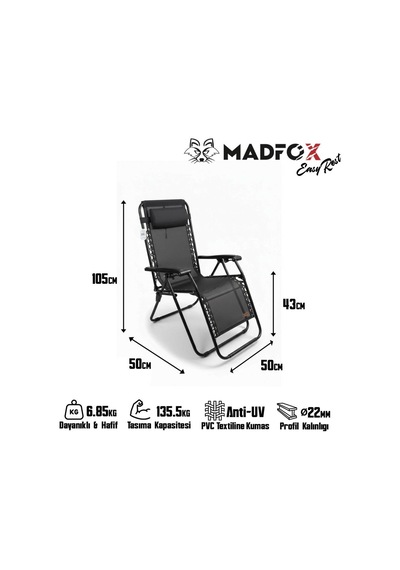 Madfox Easyrest Katlanır Şezlong Sandalye Çok Renkli