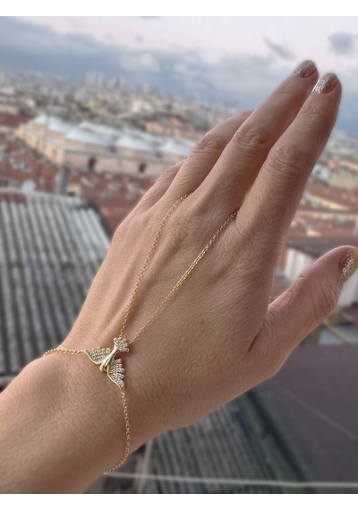 Beyaz Zirkon Taş Detaylı Gümüş Güvercin Model Şahmeran - Gold Altın