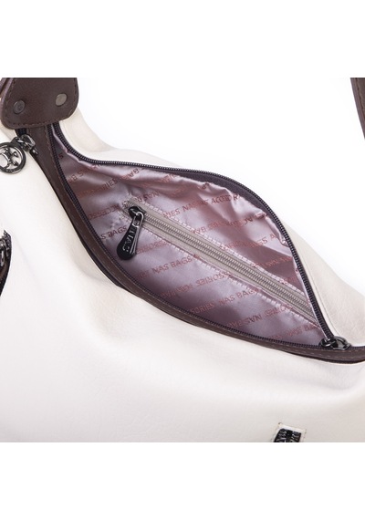 Nas Bag Çok Gözlü Kadın Omuz Ve Çapraz Çanta 33x25 Cm Krem Kahve Victoria