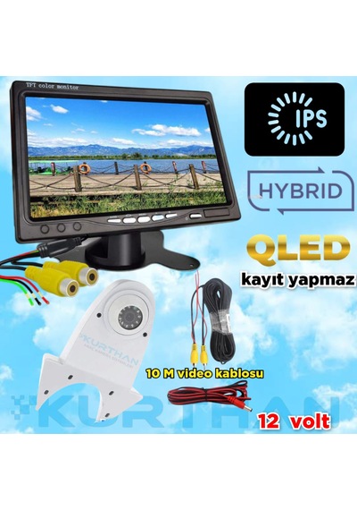 7'' Qled Ips Ekran Ve Beyaz Tepe Kamera Panelvan Uyumlu 12v