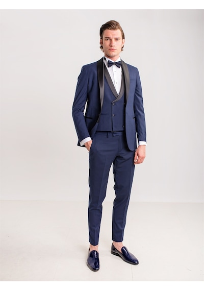 Dufy Lacivert Erkek Modern Fit Şal Yaka Smokin Takım - 61328 Lacivert