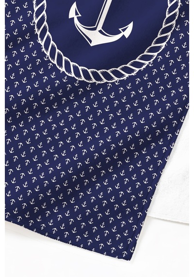 Lacivert Çapa Marine Plaj Havlusu-nautical Halat Detaylı Hızlı Kuruyan Mikrofiber Havlu Havuz Deniz Kumlu Mimoza