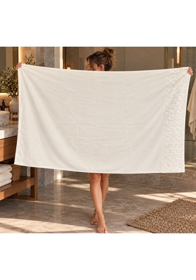 Nurpak Hazal 4 Parça Beyaz %100 Pamuk Banyo Havlu Takımı 2 Adet 90x150 Cm Ve 2 Adet 50x90 Cm