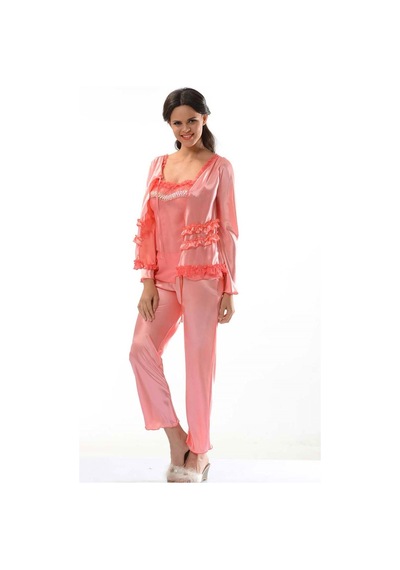 Mbb E-ticaret Nar Çiçeği Saten Pijama Takımı Ten Rengi