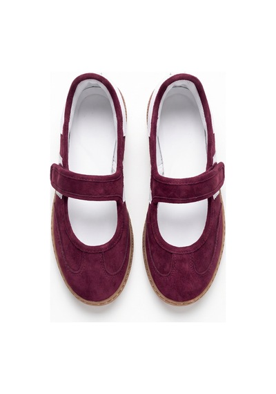 V.s.h Velvet Bordo Süet Cırtlı Mary Jane Babet Ayakkabı /mary-2466