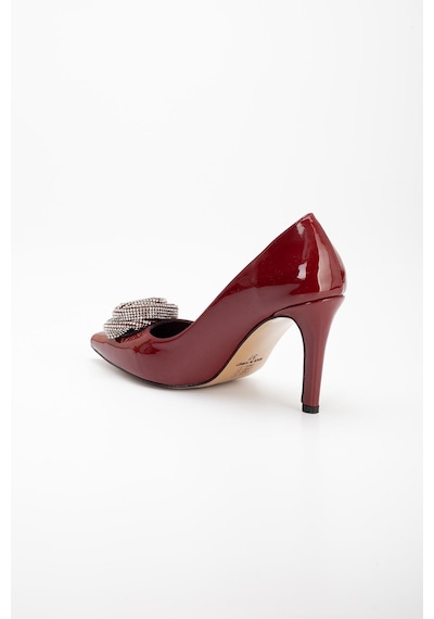 Dilimler Ayakkabı Rugan İnce Topuk Bordo Ten Kadın Stiletto-2530-bordo Bordo