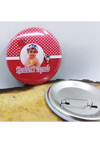 Uğur Böceği Doğum Günü Rozeti Resimli Metal 6 Cm İğneli 10 Adet