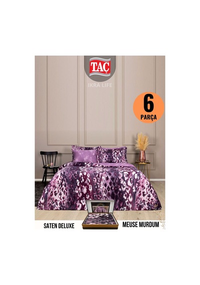 Meuse Murdum Deluxe Saten Cift Kişilik Nevresim Takımı Mor