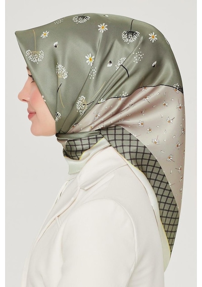 Armine İpek Eşarp Nostalji - 8517-36 Yeşil Twill Yeşil