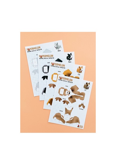 Sevimli Köpekler Origami Seti, Kağıt Katlama Seti Paper Craft, Ebeveyn Çocuk Aktiviteleri