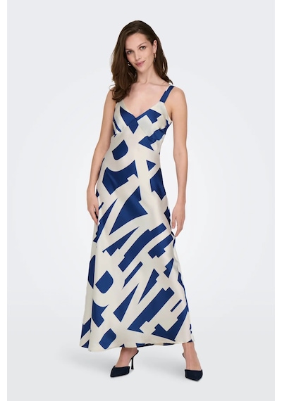 Only Kadın Onljamıe Askılı Desenli Maxi Elbise 15344461 Mavi Mavi