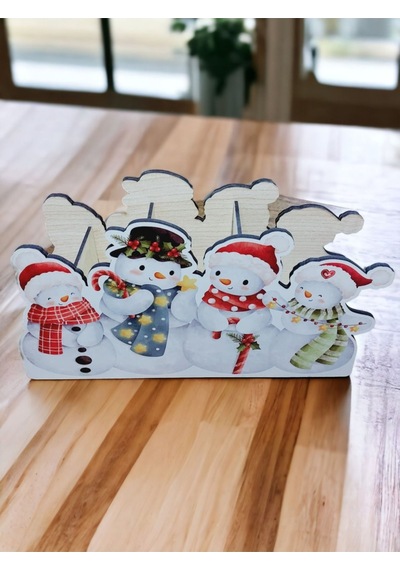 4 Bölmeli Ahşap Masaüstü Kalemlik Yılbaşı Konsept Hediyelik 8cmx13cmx23cm Ebat Organizer Noel Baba Çok Renkli