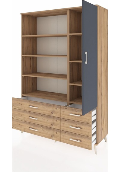 Hyperion Dolap 8 Raflı 6 Çekmeceli Tek Kapaklı 132x44x195 Çam-antrasit/çam Antrasıt/atlas Çam Hyperion Dolap 8 Raflı 6 Çekmeceli Tek Kapaklı 132x44x195 Çam-antrasit/çam Antrasıt/atlas Çam