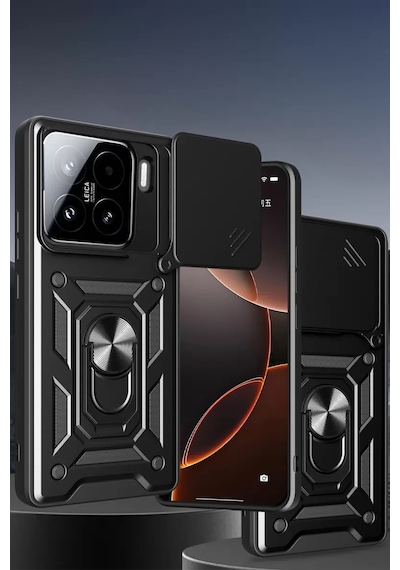Newface Xiaomi Mi 15 Pro Kılıf Pars Lens Yüzüklü Silikon - Siyah
