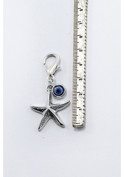 Metal Deniz Atı Nazar Boncuğu Klipsli Küçük Charm Anahtarlık Cüzd 31980758