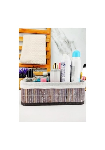 Deconox Bambu Çok Amaçlı Saklama Kutusu Düzenleyici Büyük Boy Organizer, Dekoratif Bambu Düzenleyici Gri 33x23x12cm