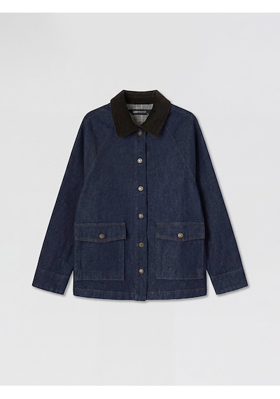Lcw Modest İndigo Kadife Yaka Kadın Jean Ceket Lcw Modest İndigo Kadife Yaka Kadın Jean Ceket