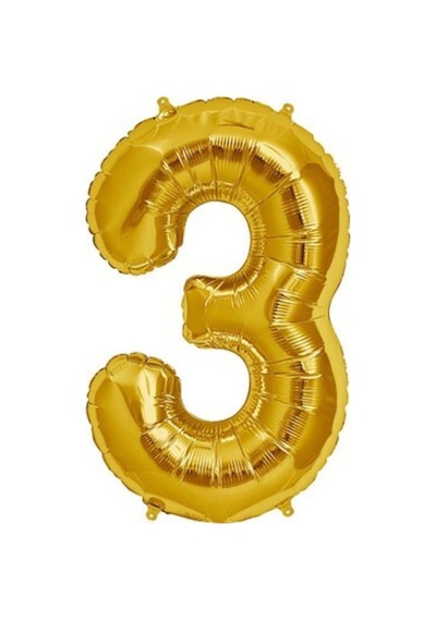 O Balon 3 Rakamı Altın Renk