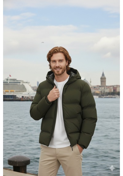 Jack & Jones Jjkaito Puffer Jacket Erkek Mont 12282300 Rosin Haki Haki