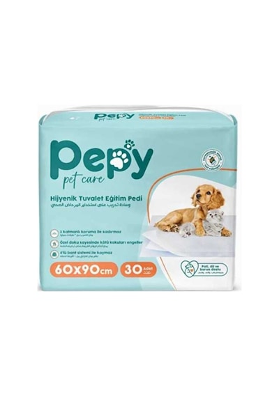 Pepy Kedi Kumu 60x90 Hijyenik Tuvalet Eğitim Pedi 30'lu 1 Paket 30 Adet