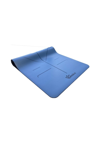 Profesyonel Yoga Matı 5 Mm Pu- Rubber Hiza Serisi Mavi Terli Eller De Kaydırmaz Mavi