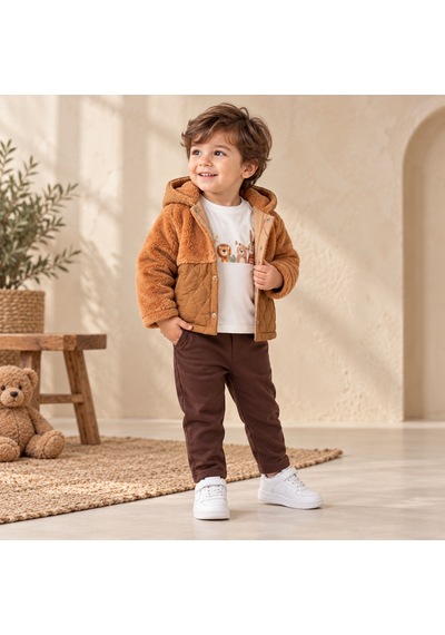 Maxx Kelın Erkek Çocuk Kapüşonlu Peluş Görünümlü Kapitone Mont Pantolon Tişört 3'lü Takım 9-12-18-24 Ay Kahverengi Maxx Kelın Erkek Çocuk Kapüşonlu Peluş Görünümlü Kapitone Mont Pantolon Tişört 3'lü Takım 9-12-18-24 Ay Kahverengi