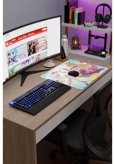 Escoffier Genshin Impact Anime Gacha V5 - 48x40 Xl Gaming Mouse Pad Fare Altlığı
