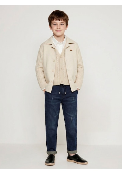 Xo Kids Erkek Çocuk 4lü Alt Üst Takım 6-9 Yaş 13202 Ekru - Lacivert