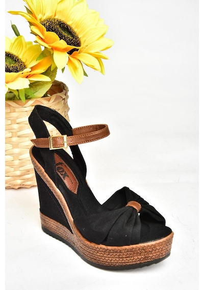 Fox Shoes Siyah Kadın Dolgu Topuklu Ayakkabı 9674071005 Siyah