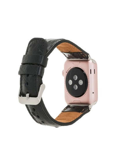 Bloominband Charcoal Noir Deri  Apple Watch Uyumlu Kordonu-44/45/46/49mm