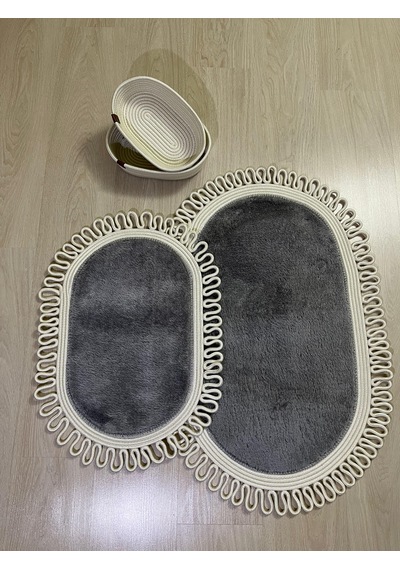 Senza Atelier Lüks 4 Lü Banyo & Antre Seti Fırfırlı Halat Çerçeveli, Peluş Dokulu Kaydırmaz Paspas Takımı Ve Sepetler Açık Gri - Antrasit Senza Atelier Lüks 4 Lü Banyo & Antre Seti Fırfırlı Halat Çerçeveli, Peluş Dokulu Kaydırmaz Paspas Takımı Ve Sepetler Açık Gri - Antrasit