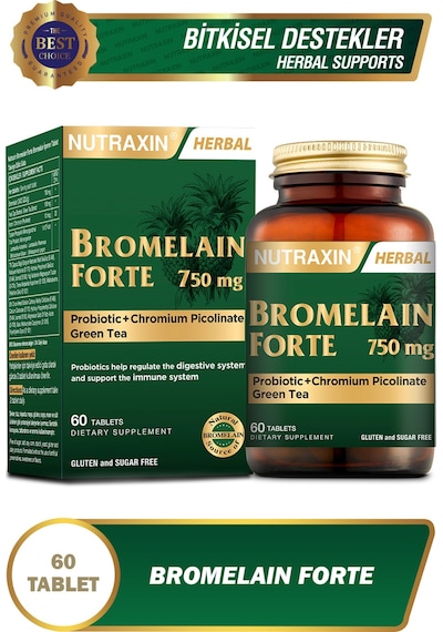 Bromelain Forte 60 Adet Tablet 750 Mg - Bromelain Krom Probiyotik