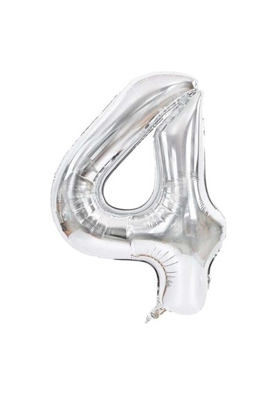 4 Rakam Folyo Gümüş Balon Küçük 35 Cm Renkli