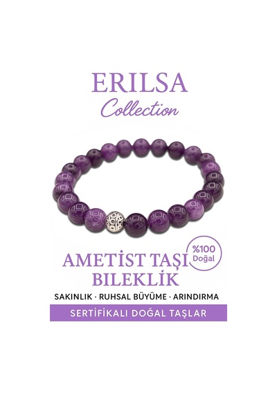Sertifikalı Aaa Gerçek Ametist Taşı Bileklik - Hindistan Çok Renkli