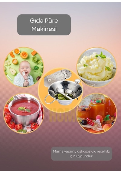 Kollu Püre Makinesi Paslanmaz Mama Yapma Makinesi Çelik Sosluk Yapma Makinesi Yedek Bıçaklı 30x13,5 Cm