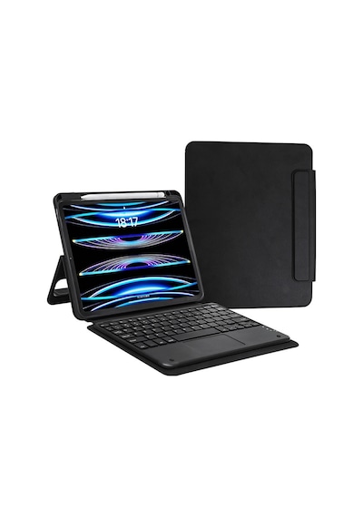 Fuchsia Apple Uyumlu iPad  Pro 11 2025 M5 İle Touch Padli Bluetoothlu Klavyeli Standlı Tablet Kılıfı Klavyeli Kılıf