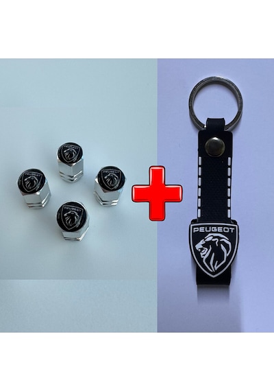 Peugeot 2008 İle Uyumlu Logolu Alüminyum Sibop Kapağı Ve Silikon Anahtarlık