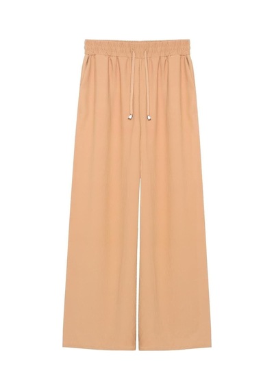 Quzu Beli Lastikli Bol Paça Pantolon-1753 Camel