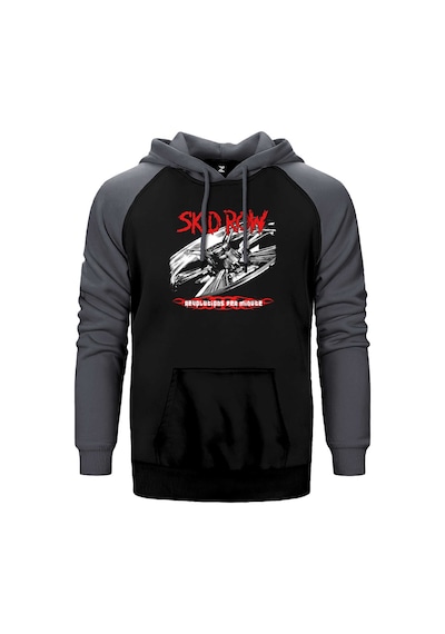 Skid Row Revolutions Per Minute Gri Renk Reglan Kol Kapşonlu Sweatshirt Gri