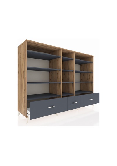 Kronos Dolap 12 Raflı 3 Çekmeceli 220x59x163 Çam-antrasit Çam-antrasit Kronos Dolap 12 Raflı 3 Çekmeceli 220x59x163 Çam-antrasit Çam-antrasit