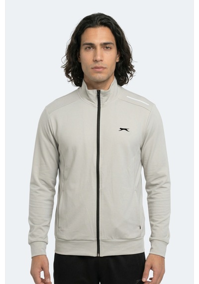 Slazenger Revolver Erkek Fermuarlı Dik Yaka Cepli Gri Sweatshırt