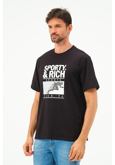 Rich Erkek Oversize Pamuk Tişört T-shirt SIYAH