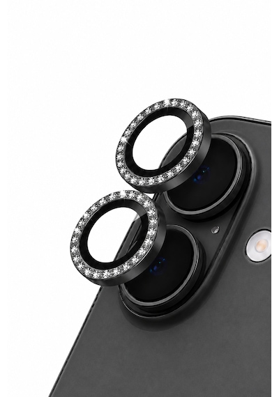 Apple iPhone 17 Uyumlu Taşlı Kamera Lens Koruyucu Siyah