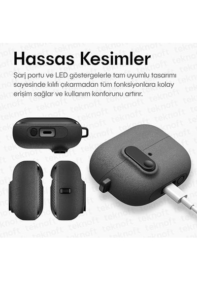 Buds 3 Pro Buds 3 Ve Buds 3 Fe İle Uyumlu Mandallı Kapak Kilit Sistemli Kumlanmış Mat Dokulu Darbelere Dayanıklı Hi