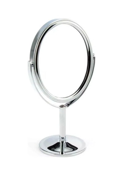 Oval Masaüstü Ayaklı 360 Dönebilen, İşyeri, Seyahat İçin Mini Krom Ayna 15x25cm Belirtilmemis
