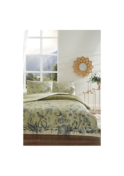 Lilabio Özdilek Antique Garden Tek Kişilik Soft Life Saten Nevresim Takımı Yeşil