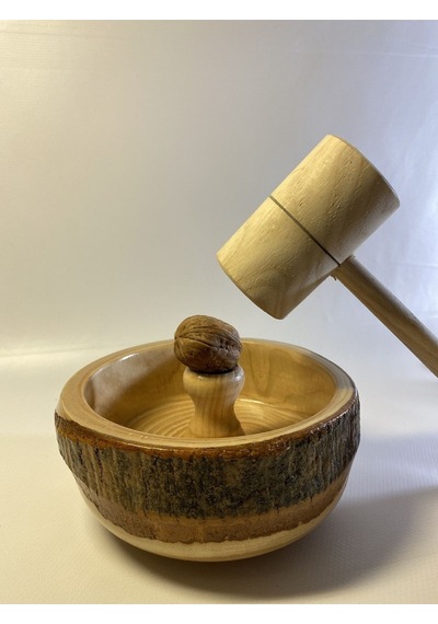 Doğal El Işçiliği Ahşap Ceviz Fındık Kıracağı Kabuklu Kıracak Tokmaklı Büyük Boy 18-19 Cm