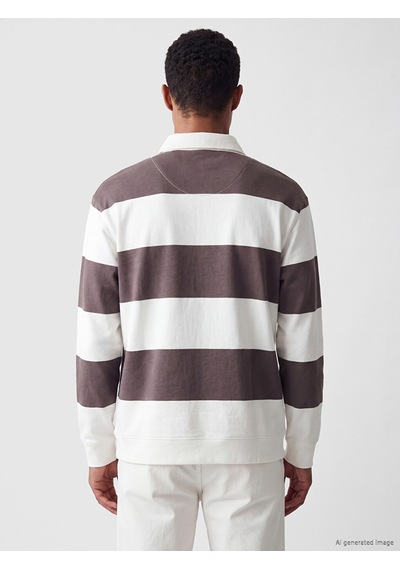 Lcw Vision Bej Polo Yaka Çizgili Erkek Sweatshirt