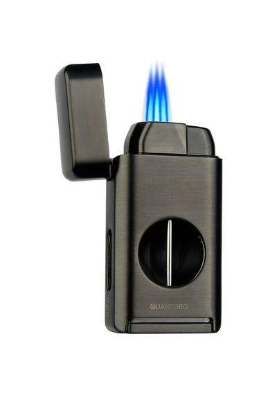 Quantoro Üç Torch V Kesicili Gunmetal Metal Puro Çakmağı - Trz1132