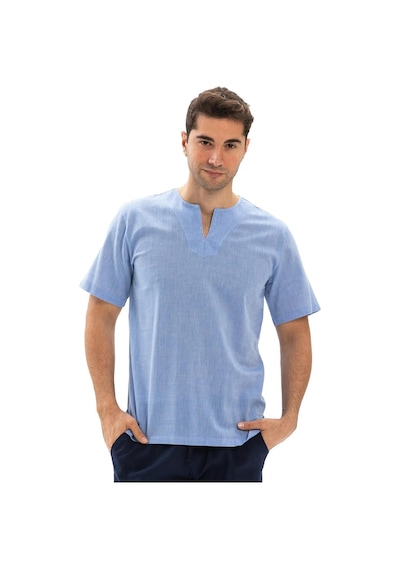 Kısa Kol Şile Bezi Bisiklet Yaka Erkek Yazlık Tshirt Mavi 3032-mavi Mavi